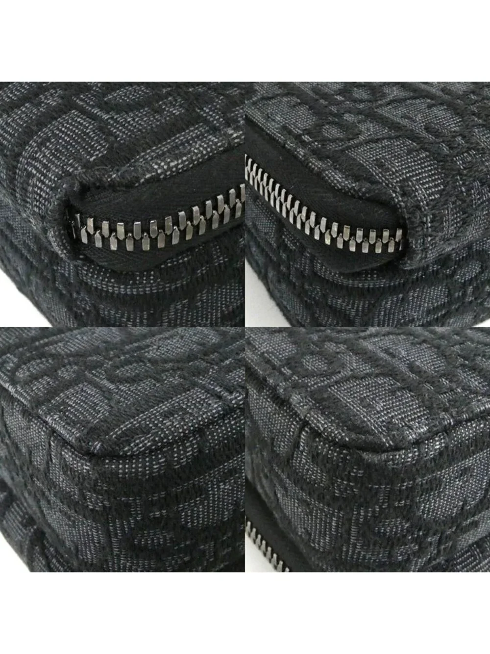 Dior Strap Zip Pouch Jacquard Black Shoulder Bag